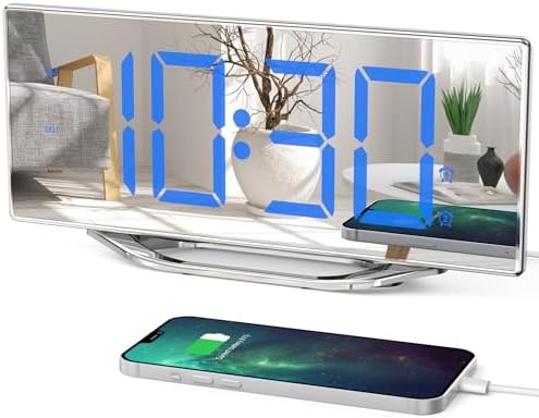 PPLEE 87 LED Mirror Alarm Clock with Dual Alarms