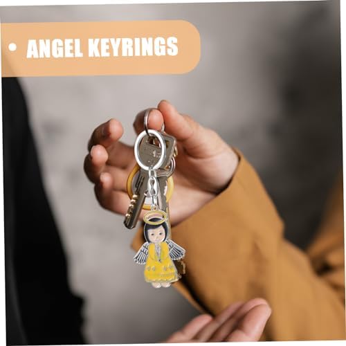 Merryhapy 6pcs Angel Keychain Bag Pendant Keychain Accessories for Baptism Parties