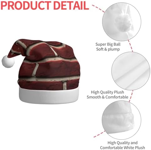 Personalized Santa Hat with Brick Red Stone Print
