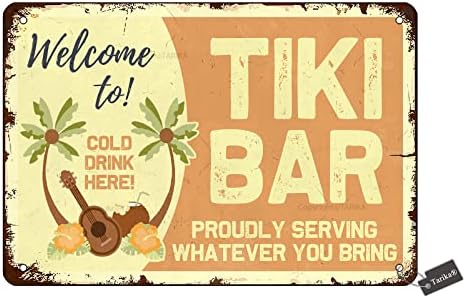 Welcome To Tiki Bar 8x12 Inch Tin Wall Decor Sign