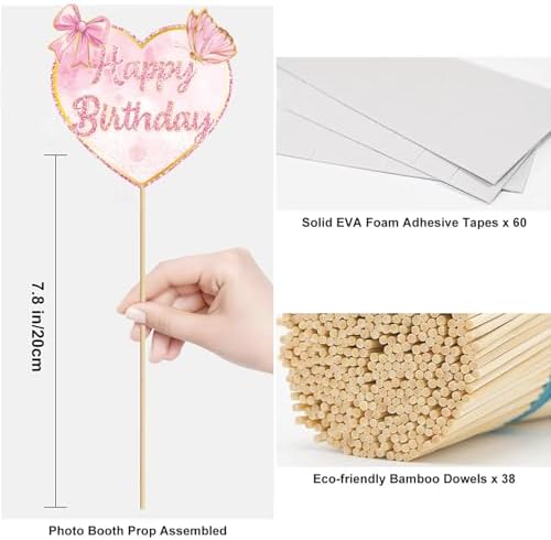 Pink Bow Party Decorations Photo Booth Props for Girls