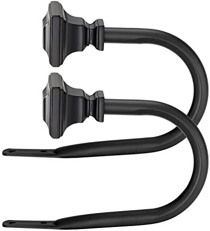 Black Square Finials Curtain Holdbacks - Set of 2