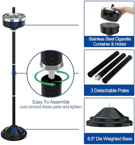 Reliancer Floor Standing Ashtray with Spinning Lid