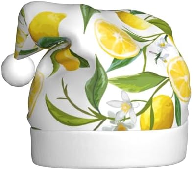 QINZHENG Personalized Santa Hat with Fresh Tropical Lemons Print
