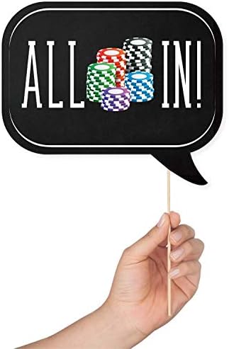 Casino Party Photo Booth Props Set - 41 Piece with Sign and Sticks