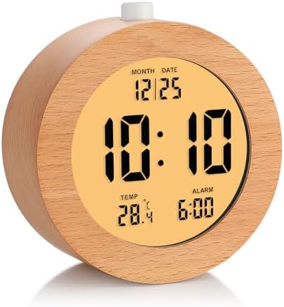 Plumeet Wooden Digital Alarm Clock with Nightlight
