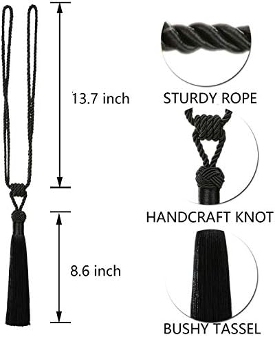 BEL AVENIR Curtain Tiebacks 4 Pack Black Holdbacks