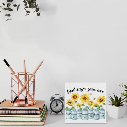Inspirational Bible Verse Wooden Box Sign for Home Office