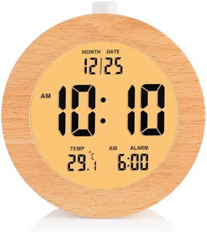Plumeet Wooden Digital Alarm Clock with Nightlight