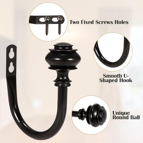 Sumnacon Set of 2 Decorative Curtain Holdbacks Black