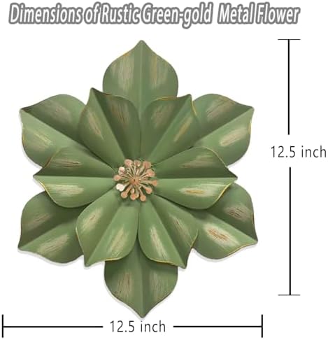 Rustic Metal Flower Wall Sculpture 125 Inch Green