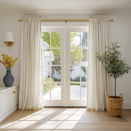 Warm Gold Brass Curtain Rod with Solid Metal Finials 1 Diameter