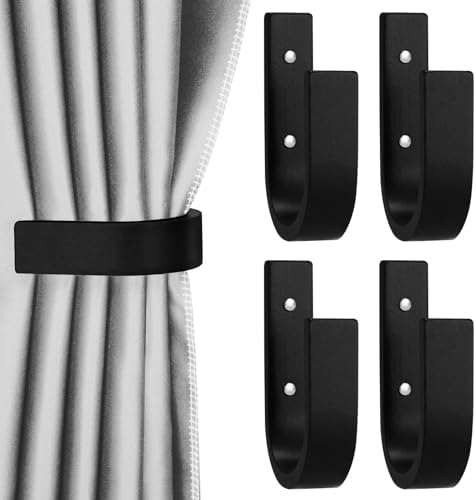 Kigley 4 Pcs Wood Curtain Tiebacks with Hooks