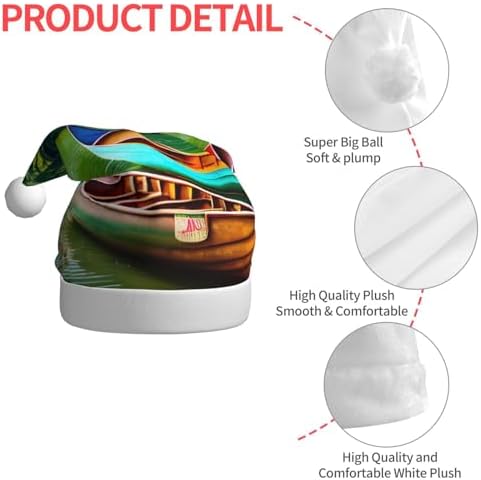 QinZheng Personalized Santa Hat with Lake Boats Canoes Park Print