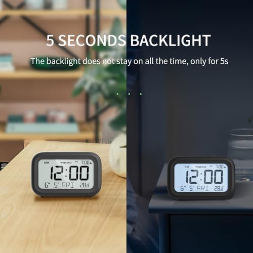 DOOMAY Digital Alarm Clock with LCD Display and Snooze