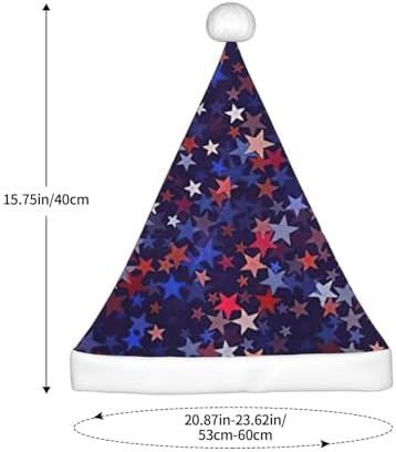 QIN ZHENG Personalized Santa Hat with Red Blue Stars Print