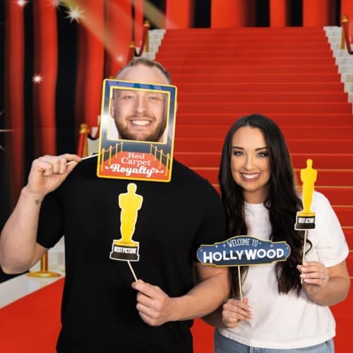 Hollywood Photo Booth Props - 41-Piece Set with Sign and Sticks