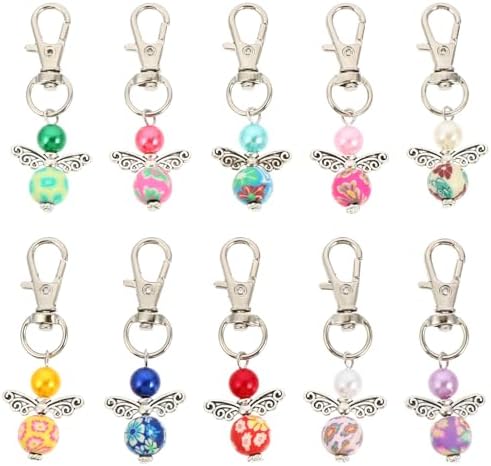 Guardian Angel Keychain Set 10pcs Beaded Keyrings for Gifts