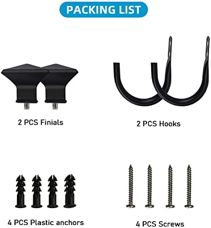 2Pcs Square Metal Curtain Holdbacks with Screws Black