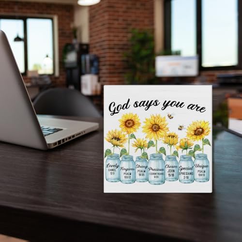 Inspirational Bible Verse Wooden Box Sign for Home Office
