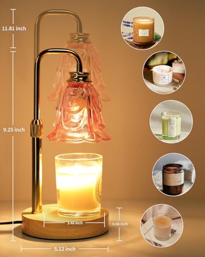 SupBri Candle Warmer Lamp with Timer and Dimmer Adjustable Height Pink Design