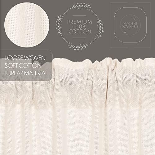 VHC Brands Burlap Antique White Farmhouse Curtains Set of 2
