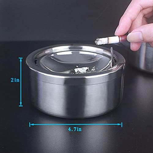 Nescope Windproof Stainless Steel Ashtray with Flip Top Lid