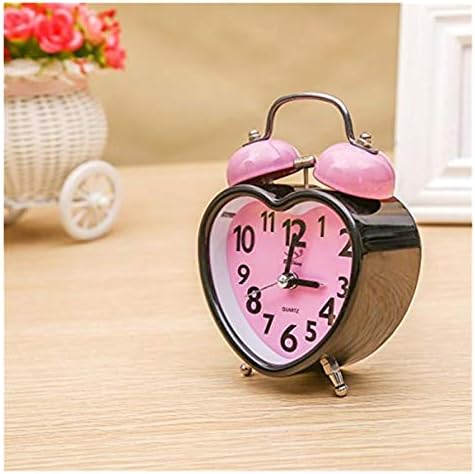 Heart Shape Double Bell Alarm Clock Pink