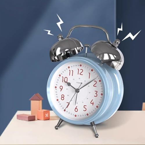 Kids Double Bell Alarm Clock with Digital Night Light