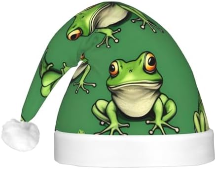 Funny Green Frogs Print LED Santa Hat for Adults Christmas Party Hat