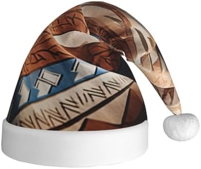 QINZHENG Native Pattern Print Santa Hat for Women