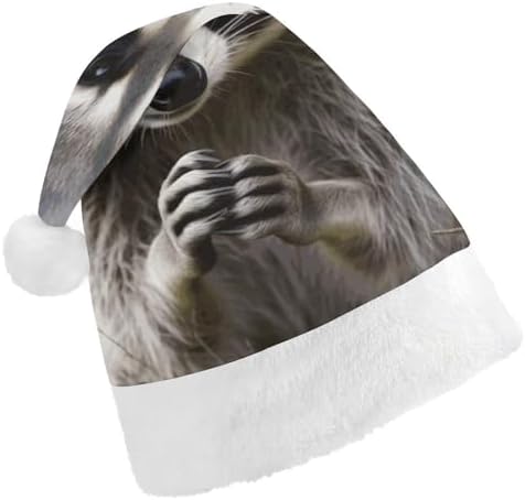 Santa Hat Raccoon Christmas Headwear for Adults