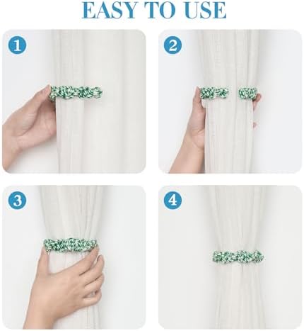 NICEEC 2 Pack Cotton Rope Curtain Tiebacks Farmhouse Decor Holdbacks