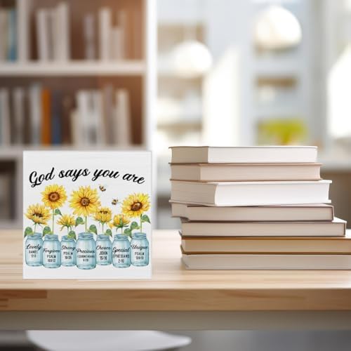 Inspirational Bible Verse Wooden Box Sign for Home Office