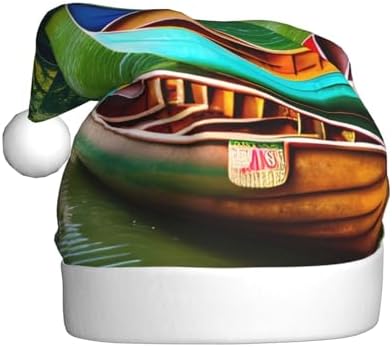 QinZheng Personalized Santa Hat with Lake Boats Canoes Park Print