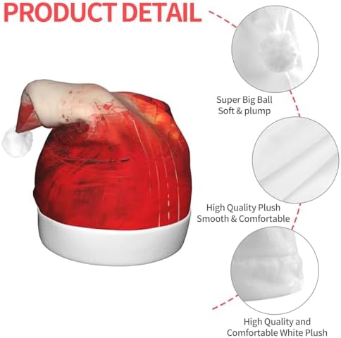 QINZHENG LED Christmas Santa Hat with Abstract Painting Print