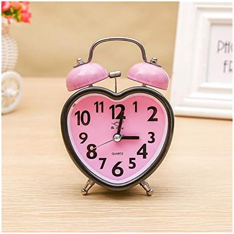 Heart Shape Double Bell Alarm Clock Pink