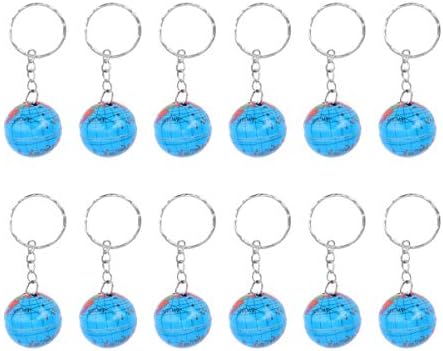 12Pcs Tinplate Globe Keychains with Mini World Planets