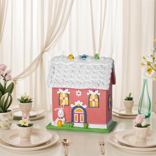 Easter Village Houses with LED Lights Indoor Decor