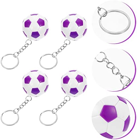 LOGOFUN 24 Pcs Soccer Ball Keychain Set Purple Green