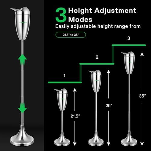 VIVOSUN Adjustable Height Outdoor Ashtray with Lid Chrome