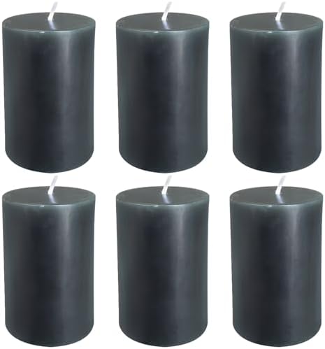 Zealxin 6 Pack 2x3 Inch Pillar Candles Grey Black Scented Votive
