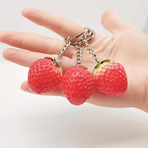 10 Pcs Resin Strawberry Keychain Charms