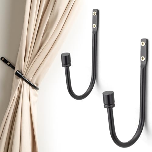 Black Curtain Holdbacks 2 Pack Metal Tiebacks Hooks