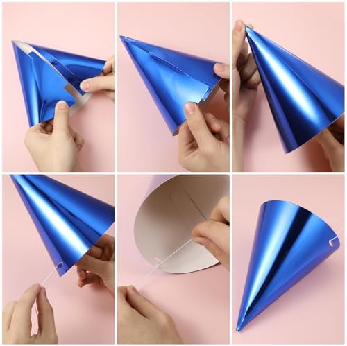 15pcs Metallic Foil Cone Hats for Adults