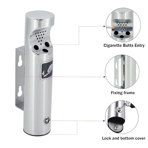 Wall Mounted Outdoor Stainless Steel Cigarette Butt Receptacle