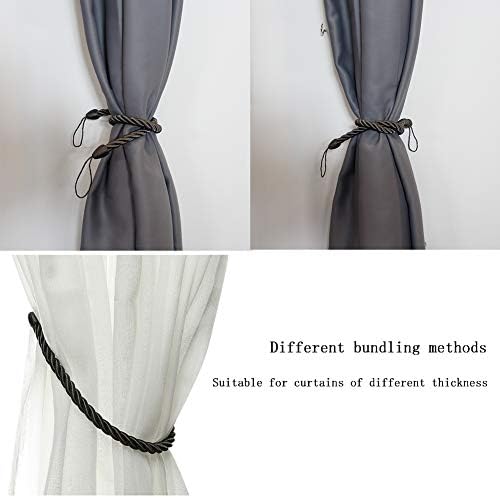 BEL AVENIR Curtain Ropes Tiebacks 2 Pack Charcoal
