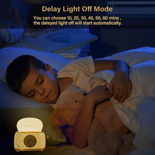 Cute Toast Night Light Alarm Clock for Kids