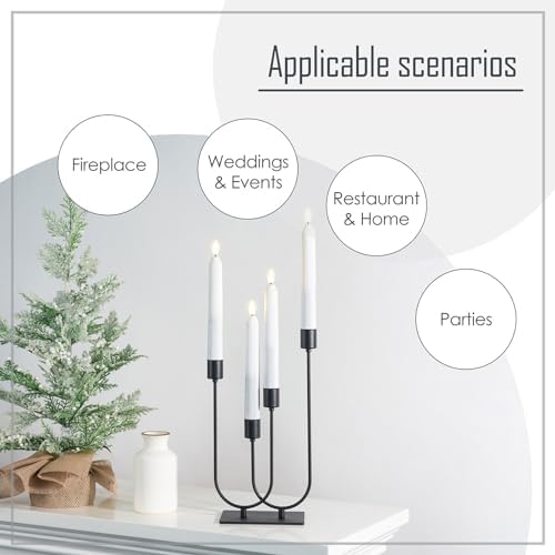 Smtyle Candelabra Fireplace Black Candlesticks Set of 4
