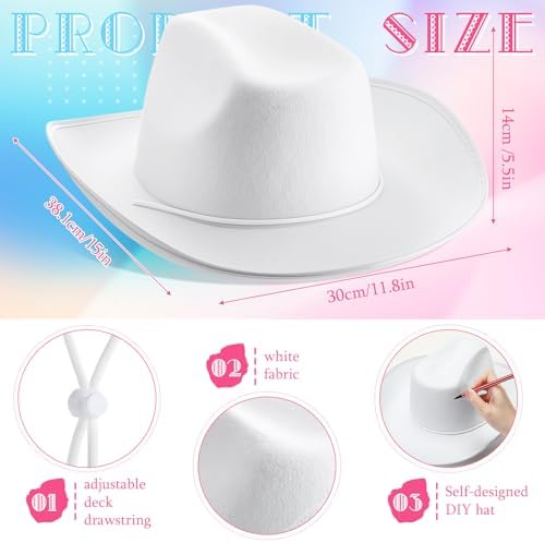 DIY White Cowboy Hats with Markers for Costume Parties